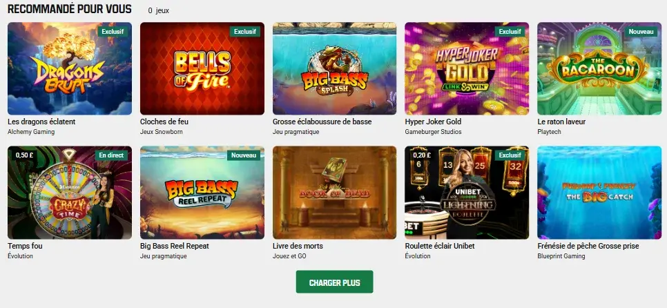 Jeux sur Unibet France