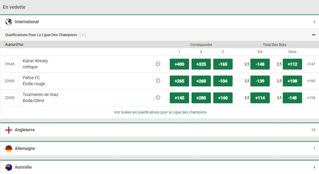 Section Sport d'Unibet