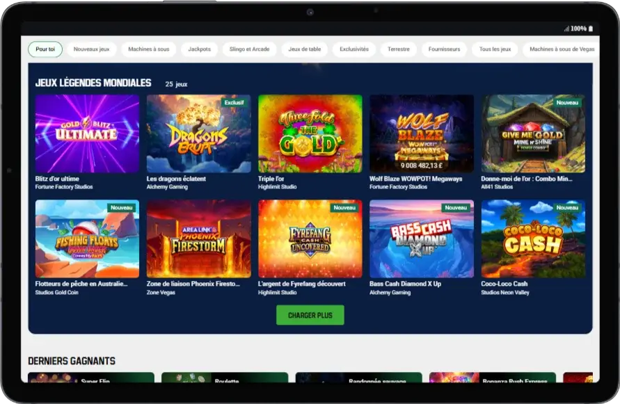 Interface mobile de l'application Unibet