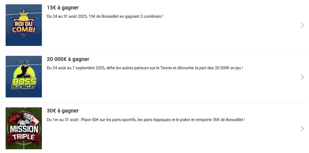 Promotions Unibet disponibles