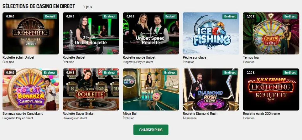 Casino en ligne Unibet en direct